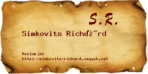 Simkovits Richárd névjegykártya